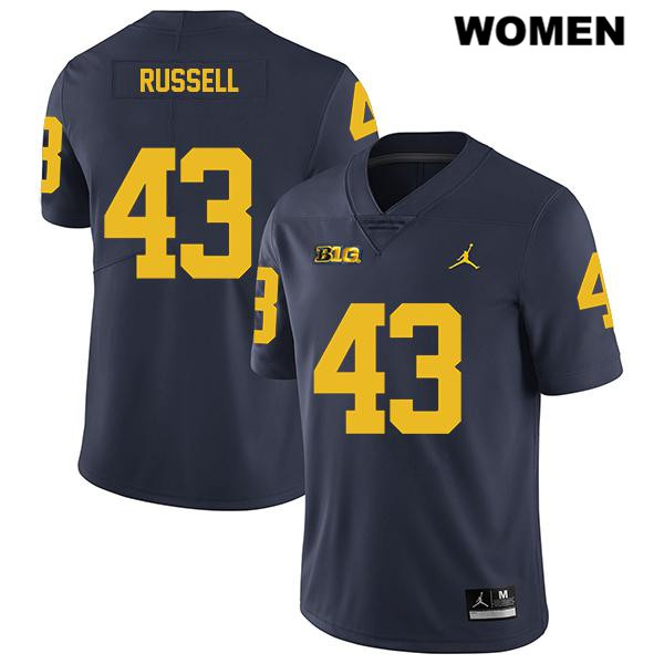 Women's NCAA Michigan Wolverines Andrew Russell #43 Navy Jordan Brand Authentic Stitched Legend Football College Jersey ME25Y02GF